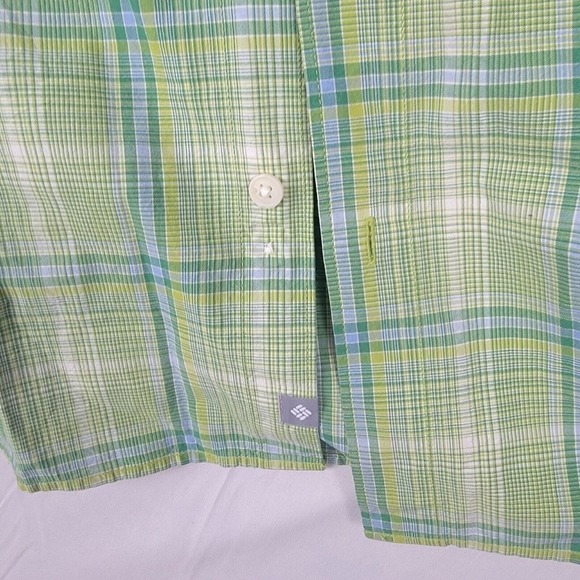Columbia PFG Mens Med Green Tartan Omni Shade Short Sleeve Button Shirt - Picture 6 of 9